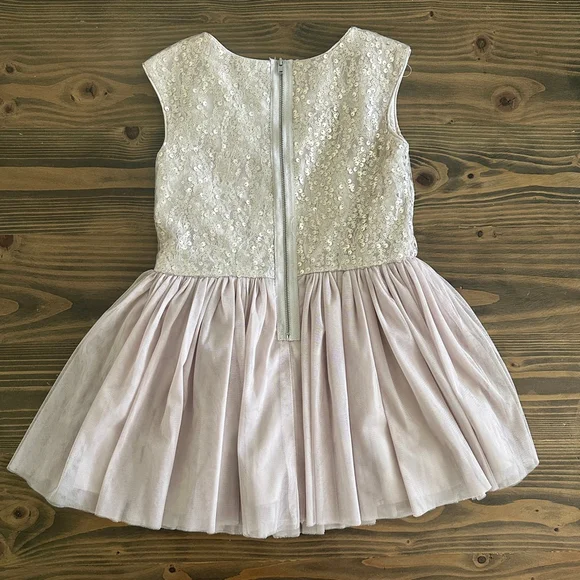 Kids Pippa & Julie Dress Size 5 Silver Pink Sequin Tulle Girls Party Dress - Picture 3 of 5